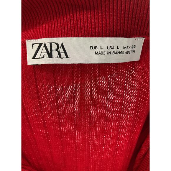 ZARA Red Viscose Button-Up Top - Size L - Picture 3 of 4
